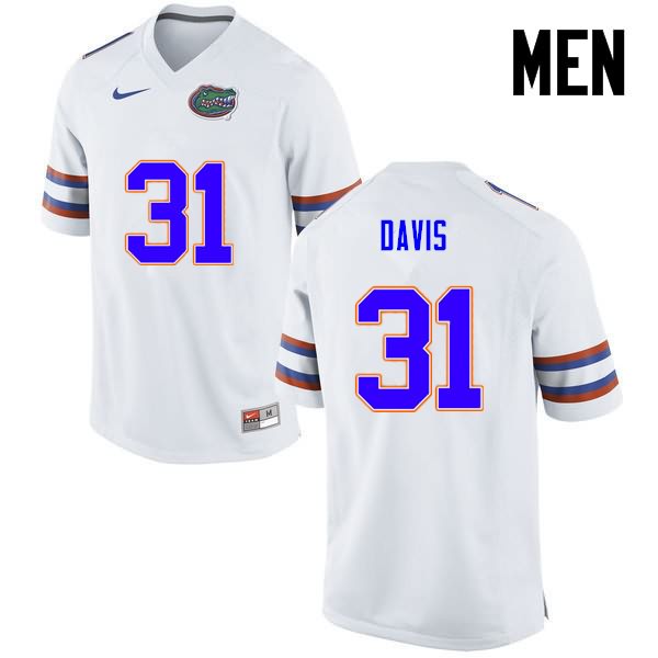 NCAA Florida Gators Shawn Davis Men's #31 Nike White Stitched Authentic College Football Jersey VAW0464AL